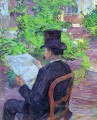 庭で新聞を読む欲望デオー 1890 年 トゥールーズ ロートレック アンリ・ド